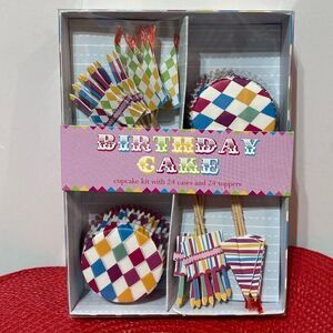 Meri go Round Birthday Cupcake Liners and Toppers set of 48 NWT